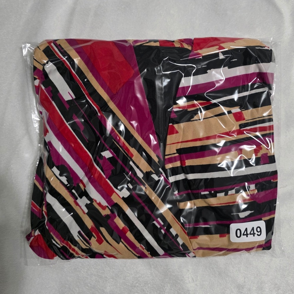 Peck‎ & Peck Women Magenta Abstract Geometric Ruched Sheath Dress Size 6 - Picture 7 of 7